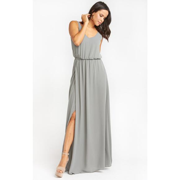 Show Me Your Mumu Kendall Maxi Dress in Soft Charcoal Crisp XS NWT - Picture 2 of 6